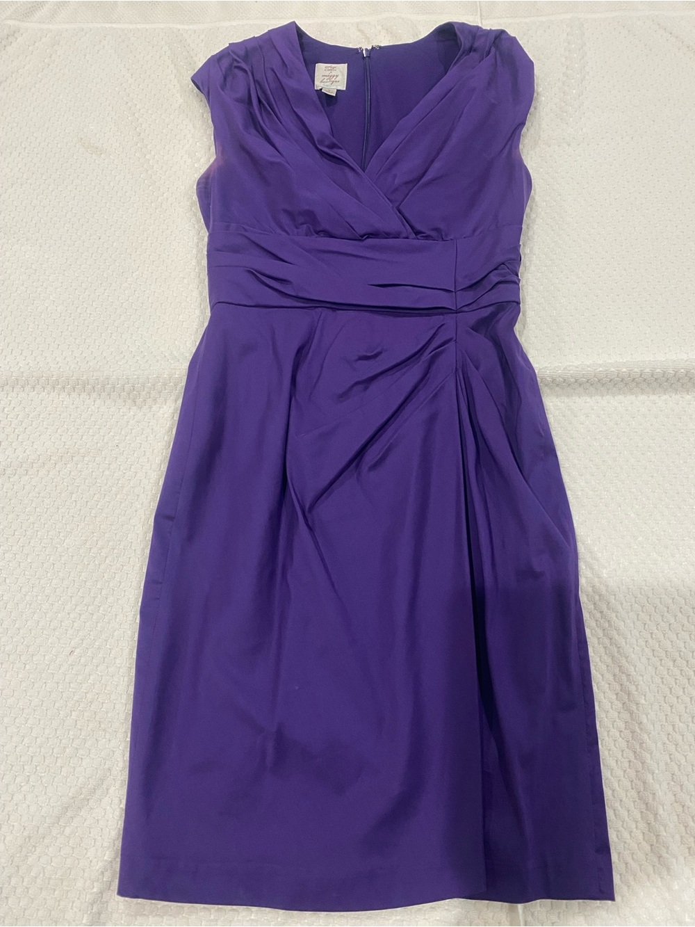 Purple Sleeveless Draped Sheath Dress by Susy Chin